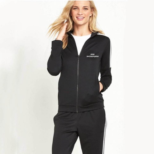 Contrast Side Stripe Zipper Hoodie Set Tracksuit